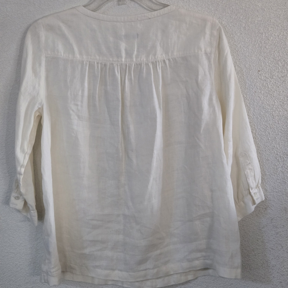 J. Crew Cream Blouse for Women,100% Linen - Picture 3 of 7